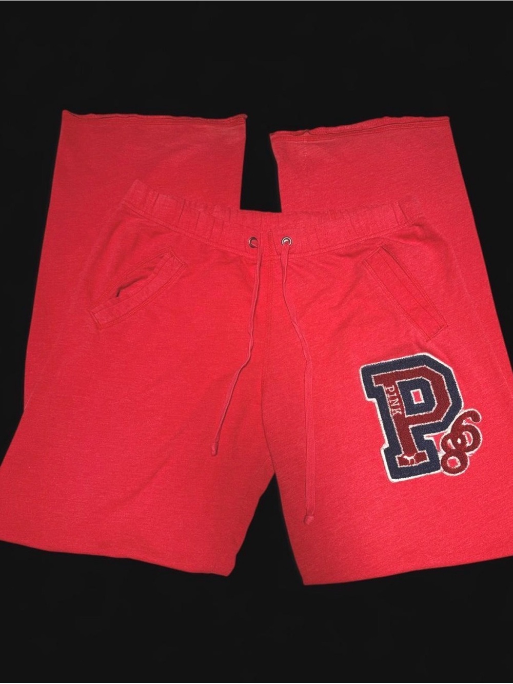 RARE Victoria's Secret PINK Red Cozy Sweatpants with Logo Patch